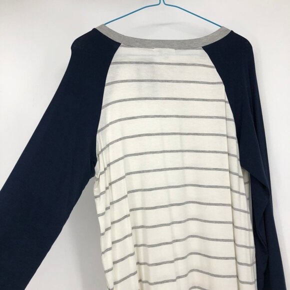 NWT - Silver Icing White Birch Stripped White & Blue Long Sleeve T shirt M - Picture 9 of 16